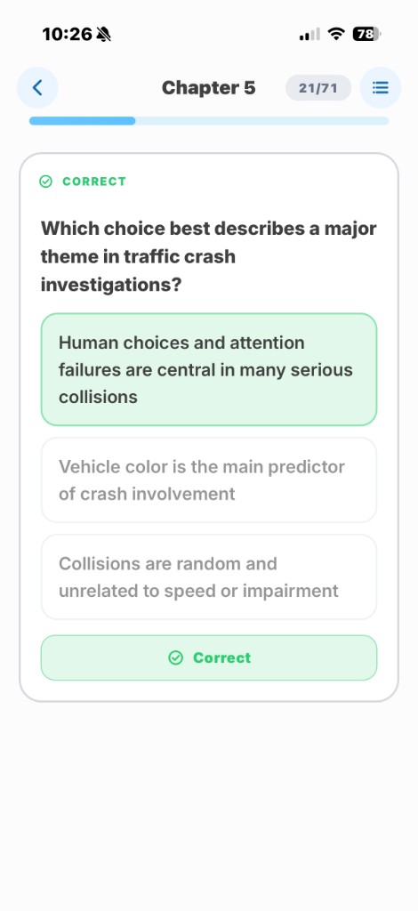 A completed 5Drive Knowledge Check